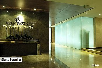 electrically switchable  privacy film for shopping mall